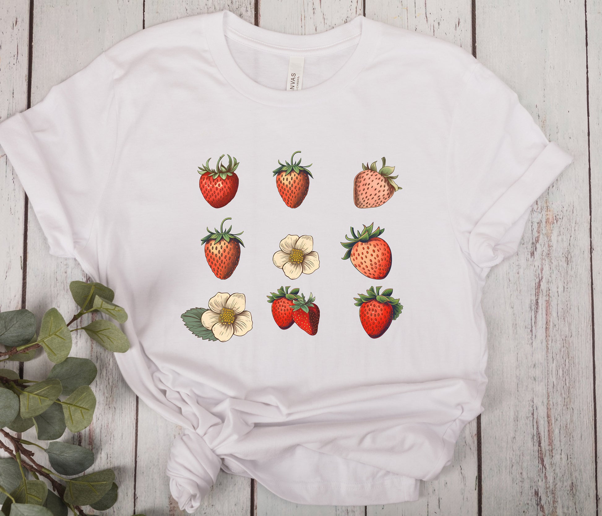 Strawberry Shirt, Strawberry Tshirt, Strawberry Plants Tee, Fruit Shirt, Cottage Core Shirt, Wild Flower Shirt,Strawberries Top,Garden Shirt