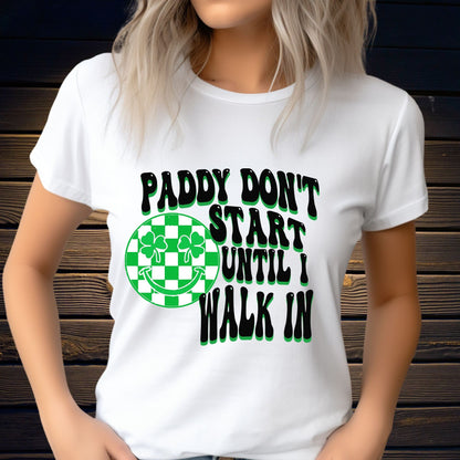 Happy Saint Patricks Day Paddy Shirt, St Patty's Day Tshirt, Saint Patty's Unisex Crewneck Tee, Plus Size, Retro Groovy Smiley Checkered Tee